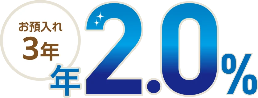 お預入れ3年 年2.0%