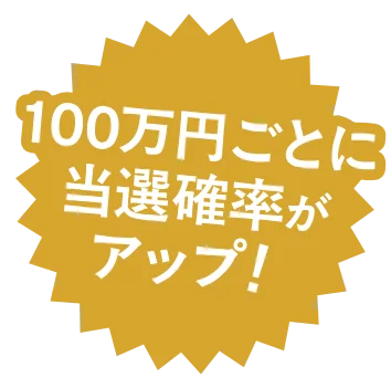 100万円ごとに当選確率がアップ！