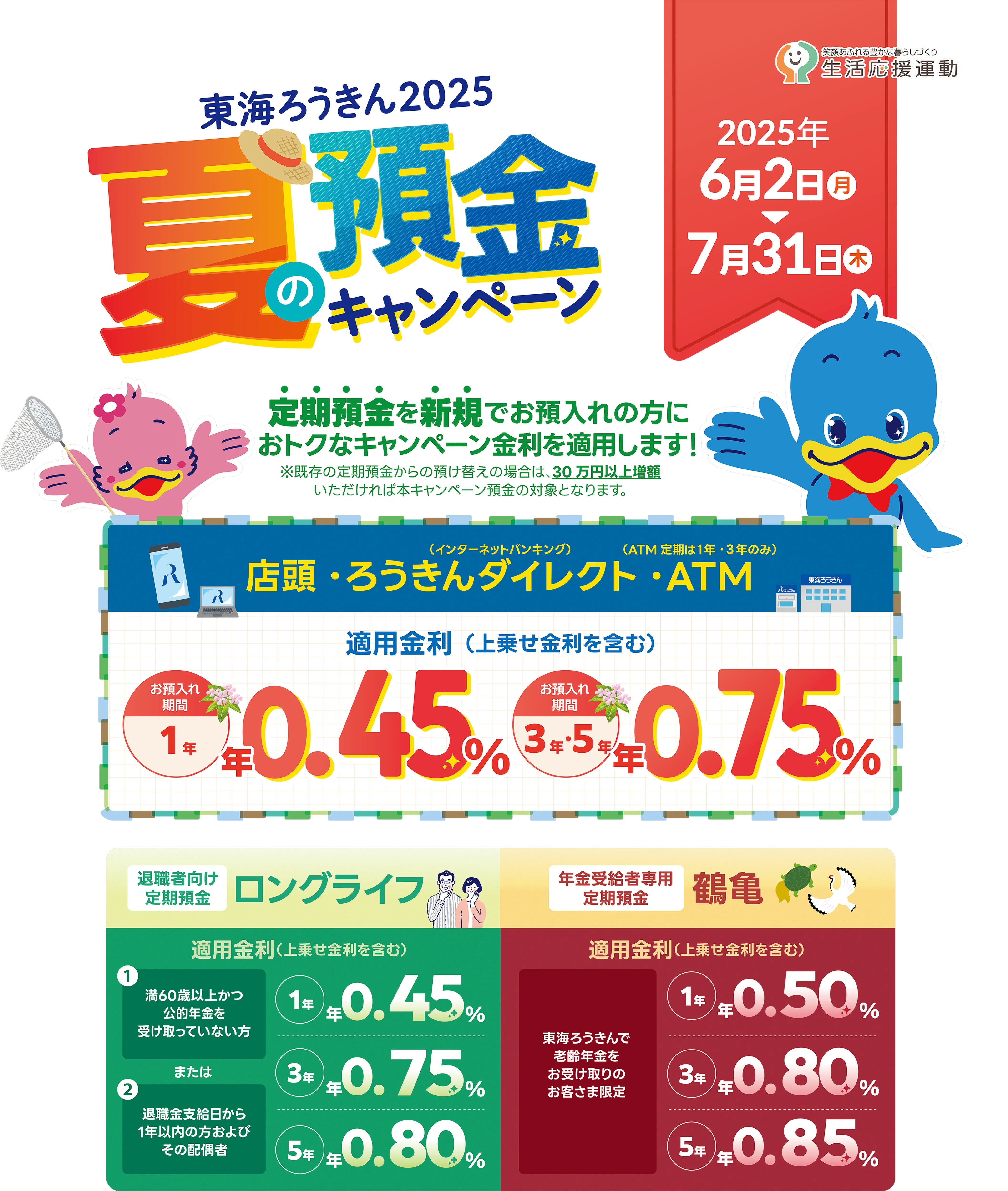 夏の預金キャンペーン 2025年6月2日月曜から2025年7月31日木曜まで