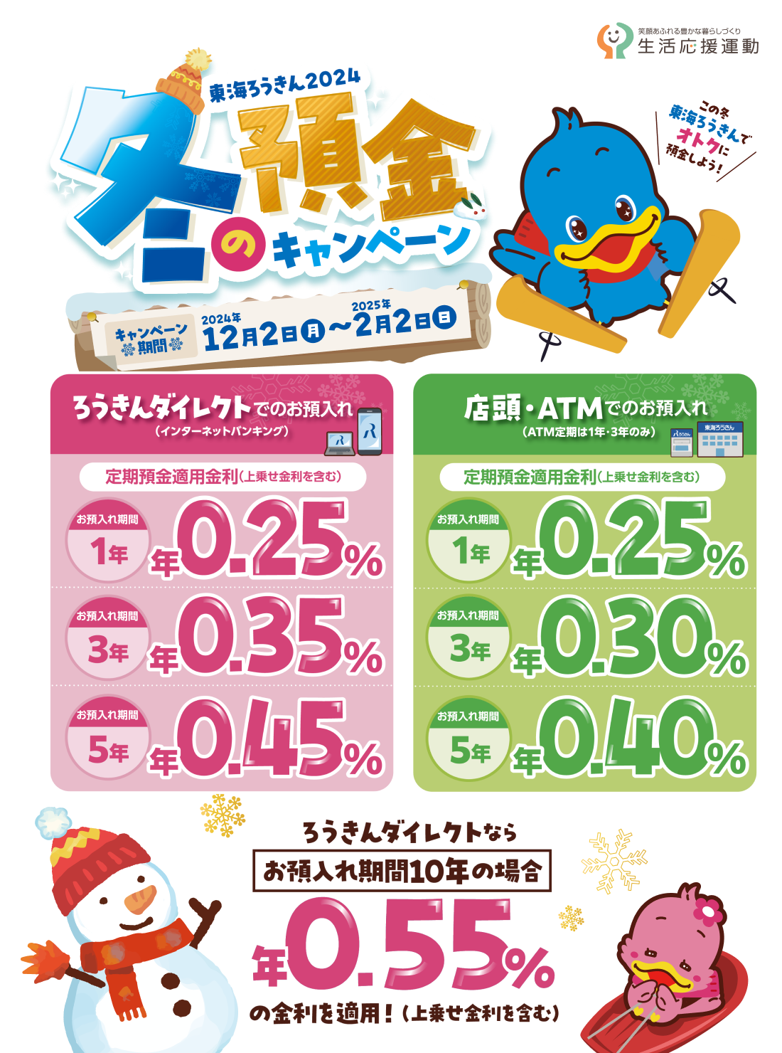 冬の預金キャンペーン 2024年12月2日月曜から2025年2月2日日曜まで